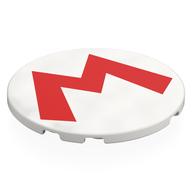 Visuel indicatif Rebrickable de Tuile ronde 6 x 6 avec motif imprimé rouge 'M' (Tile Round 6 x 6 with Red 'M' Print)