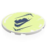 Visuel indicatif Rebrickable de Tuile ronde 6 x 6 avec LEGO bleu foncé brique, logo Nike sur fond vert jaunâtre motif imprimé (Tile Round 6 x 6 with Dark Blue LEGO Brick, Nike Logo on Yellowish Green Background Print)