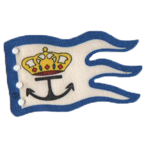 Visuel indicatif Rebrickable de Drapeau 8 x 5 vague avec bordure bleue et motif imprimé couronne et ancre (Flag 8 x 5 Wave with Blue Border and Crown and Anchor Print)