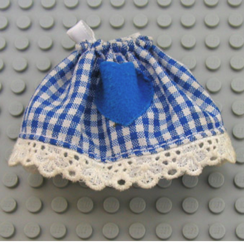 Belville, jupe, avec dentelle et motif imprimé vichy bleu (Belville, Skirt, with Lace and Blue Gingham Print)