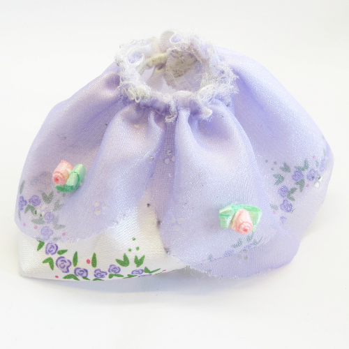 Belville, Jupe, longue, imprimé rose Bordure et pure couche violette avec 2 roses roses (Belville, Skirt, Long, Rose Print Border and Sheer Purple Layer with 2 Pink Roses)