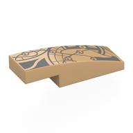 Visuel indicatif Rebrickable de Brique courbée 3 x 1 x 2/3 avec motif imprimé Tatouage Gris Foncé (Brick Curved 3 x 1 x 2/3 with Dark Bluish Grey Tattoo Print)
