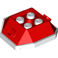 Visuel indicatif Rebrickable de Brique biseautée, inclinée 4 x 4 avec des trous d'connecteur et motif de dessous blanc (coquille para-koopa) (Brick Wedged, Sloped 4 x 4 with Pin Holes and White Underside Pattern (Para-Koopa Shell))