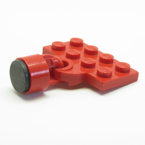 Visuel indicatif Rebrickable de Plaque spéciale 2 x 4 avec Coupleur Train ouvert avec Aimant court Cylindre Rouge (Plate Special 2 x 4 with Train Coupler Open with Magnet Short Cylinder Red)