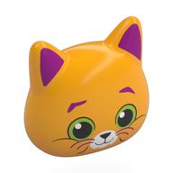 Tête de mini-poupée Spécial, Chat aux yeux vert vif, Nez blanc, Oreilles magenta, motif : sourcils (Minidoll Head Special, Cat with Bright Green Eyes, White Nose, Magenta Ears, Eyebrows Print)
