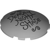 Visuel indicatif Rebrickable de Brique ronde incurvée 6 x 6 x 1 avec motif imprimé noir 'DEADLY NIGHT SHADE' (Brick Round Curved 6 x 6 x 1 with Black 'DEADLY NIGHT SHADE' Print)