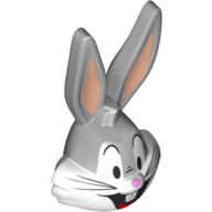Tête de minifigurine spéciale avec bouche ouverte, oreilles roses (bugs lapin) (Minifig Head Special with Open Mouth, Pink Ears (Bugs Bunny))