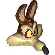 Tête de minifigurine Spécial, visage beige, yeux et oreilles motif imprimé (Wile E Coyote) (Minifig Head Special, Tan Face, Eyes and Ears Print (Wile E Coyote))