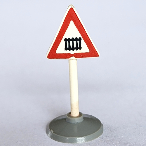 Visuel indicatif Rebrickable de Panneau routier ancien triangle avec passage à niveau motif imprimé & type 1 base (Road Sign Old Triangle with Level Crossing Print & Type 1 Base)