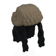 Visuel indicatif Rebrickable de Cheveux et chapeau, ushanka avec motif de longs cheveux noirs (Hair and Hat, Ushanka with Long Black Hair Pattern)