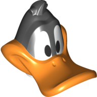 Tête de minifigurine spéciale avec motif imprimé bec orange (canard daffy) (Minifig Head Special with Orange Beak Print (Daffy Duck))