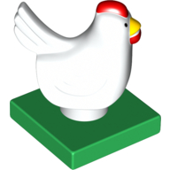 Visuel indicatif Rebrickable de Duplo Animal Poulet / Poule, queue, peigne rouge lisse, sur fond vert (Duplo Animal Chicken / Hen, Tail, Smooth Red Comb, on Green Base)