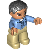 Visuel indicatif Rebrickable de Figurine Duplo aux cheveux ondulés, chemise avec col, poche et 4 boutons (Duplo Figure with Parted Wavy Hair Black, Shirt with Collar, Pocket, and 4 Buttons)