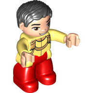 Visuel indicatif Rebrickable de Duplo figurine avec les cheveux ondulés séparés noir, avec le visage nougat clair (le prince charmant de Cendrillon) (Duplo Figure with Parted Wavy Hair Black, with Light Nougat Face (Cinderella's Prince Charming))