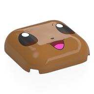 Visuel indicatif Rebrickable de Brique ronde, courbé 4 x 4 avec Eevee Face, yeux noirs/rougeâtres, bouche ouverte, motif imprimé Langue rose foncé (Brick Round, Curved 4 x 4 with Eevee Face, Black/Reddish Brown Eyes, Open Mouth, Dark Pink Tongue Print)
