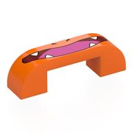 Visuel indicatif Rebrickable de Brique courbée double 1 x 4 avec 1 x 2 x 2/3 découpe avec bouche rouge foncé, crocs blancs, motif imprimé langue rose foncé (Brick Curved Double 1 x 4 with 1 x 2 x 2/3 Cutout with Dark Red Mouth, White Fangs, Dark Pink Tongue Print)