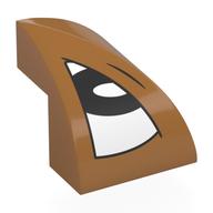 Visuel indicatif Rebrickable de Brique courbée double 2 x 2 x 1 coin 2/3 avec œil blanc, pupille noire, motif imprimé à droite (Brick Curved Double 2 x 2 x 1 2/3 Corner with White Eye, Black Pupil, Right Print)