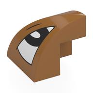 Visuel indicatif Rebrickable de Brique courbée double 2 x 2 x 1 2/3 coin avec œil blanc, noir pupille, motif imprimé à gauche (Brick Curved Double 2 x 2 x 1 2/3 Corner with White Eye, Black Pupil, Left Print)
