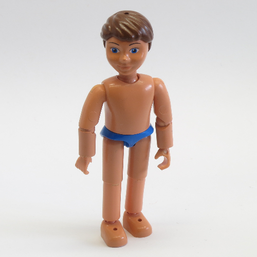 Belville figurine Coudes articulés, Enfant, Homme, Cheveux bruns, Maillot de bain bleu (Belville Figure Articulated Elbows, Child, Male, Brown Hair, Blue Swimsuit)