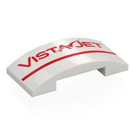 Visuel indicatif Rebrickable de Brique courbée 4 x 2 doubles avec rouge 'VISTA JET', motif imprimé à rayures (Brick Curved 4 x 2 Double with Red 'VISTA JET', Stripe Print)