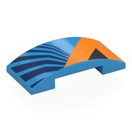 Visuel indicatif Rebrickable de Brique courbée 4 x 2 doubles avec motif imprimé Orange/Bleu Foncé/Noir (Brick Curved 4 x 2 Double with Orange/Dark Blue/Black Shapes Print)
