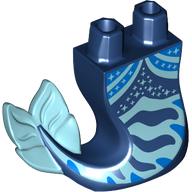 Queue, sirène incurvée à droite avec des formes / étoiles bleu clair / bleu clair, motif imprimé vert d’eau nageoires légères (Tail, Mermaid Curved Right with Bright Light Blue/Blue Shapes/Stars, Light Aqua Fins Print)