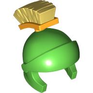 Casque, plume jaune vif balai motif imprimé (marvin le martien) (Helmet, Bright Light Yellow Broom Plume Print (Marvin the Martian))