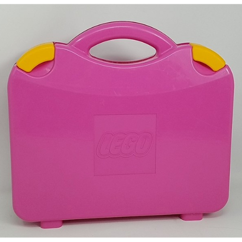 Étui de rangement, avec coins arrondis, couvercle rose foncé, verrous orange clair (Storage Case, with Rounded Corners, Dark Pink Lid, Bright Light Orange Latches)