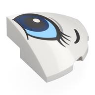 Visuel indicatif Rebrickable de Brique arrondie d’angle, courbé 3 x 3 x 1 quart de cercle avec lumineux bleu clair / œil bleu foncé, motif imprimé à gauche (Brick Round Corner, Curved 3 x 3 x 1 Quarter Circle with Bright Light Blue/Dark Blue Eye, Left Print)