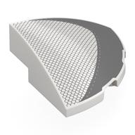 Visuel indicatif Rebrickable de Brique arrondie d’angle, courbé 3 x 3 x 1 quart de cercle avec maille gris bleu foncé, forme motif imprimé (Brick Round Corner, Curved 3 x 3 x 1 Quarter Circle with Dark Bluish Grey Mesh, Shape Print)