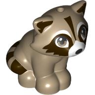 Visuel indicatif Rebrickable de Animal, raton laveur assis avec des marques brun foncé motif imprimé (Animal, Raccoon Sitting with Dark Brown Markings Print)
