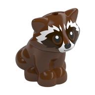 Visuel indicatif Rebrickable de Animal, raton laveur assis avec des marques brun foncé, blanc nez motif imprimé (Animal, Raccoon Sitting with Dark Brown Markings, White Nose Print)
