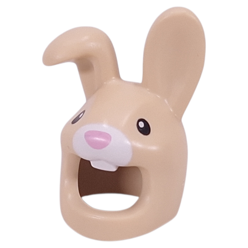 Costume / Masque, Lapin au nez rose vif, Yeux noirs motif imprimé (Costume / Mask, Rabbit with Bright Pink Nose, Black Eyes Print)