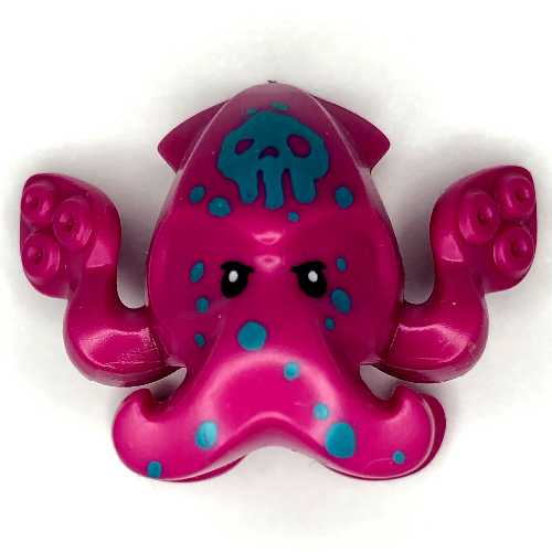 Visuel indicatif Rebrickable de Tête de minifigurine spéciale, batteur de calmar avec crâne turquoise foncé, motifs imprimés de points (Minifig Head Special, Squid Drummer with Dark Turquoise Skull, Dots Print)