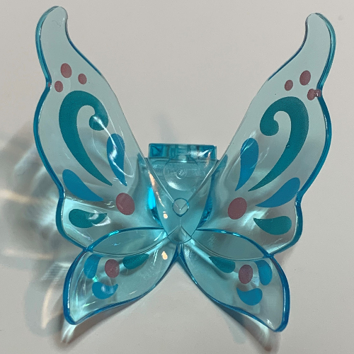Minifigurine décolleté ailes fée curvy avec moyen bleu azur/noir turquoise/rose foncé décorations motif imprimé (Minifig Neckwear Wings Fairy Curvy with Medium Azure/Dark Turquoise/Dark Pink Decorations Print)