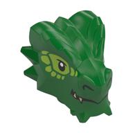 Tête de minifigurine spéciale, dragon avec des dents beige, marquages à la vert citron motif imprimé (Minifig Head Special, Dragon with Tan Teeth, Lime Markings Print)