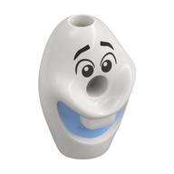 Tête de minifigurine spéciale avec trou au centre et en haut, bouche bleu clair lumineux (olaf) motif imprimé (Minifig Head Special with Hole in Center and Top, Bright Light Blue Mouth (Olaf) Print)