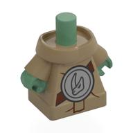 Corps figurine, Grogu avec bouclier argenté, bracelet brun rougeâtre motif imprimé (Minifig Body, Grogu with Silver Shield, Reddish Brown Strap Print)