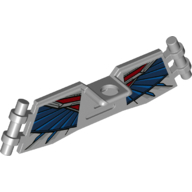 Ailes de col minifigurine avec 2 barres avec motif imprimé bleu foncé/bleu/rouge foncé (Minifig Neckwear Wings with 2 Bars with Dark Blue/Blue/Dark Red Print)
