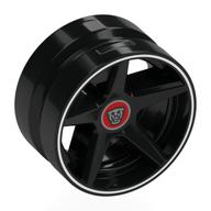 Visuel indicatif Rebrickable de Roue, Sport 21 x 11 avec bande blanche, Tigre argenté sur fond rouge motif imprimé (Wheel, Sport 21 x 11 with White Stripe, Silver Tiger on Red Background Print)