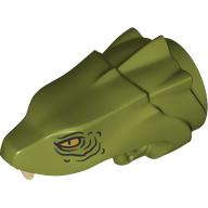 Visuel indicatif Rebrickable de Animal / Partie du corps de la créature, Serpent / Tête de dragon Mâchoire supérieure avec 3 crêtes, Yeux jaunes motif imprimé (Animal / Creature Body Part, Snake / Dragon Head Upper Jaw with 3 Ridges, Yellow Eyes Print)