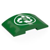 Visuel indicatif Rebrickable de Brique courbée 4 x 6 double, 2 x 4 découpe avec blanc Recyclage signe motif imprimé (Brick Curved 4 x 6 Double, 2 x 4 Cutout with White Recycling Sign Print)