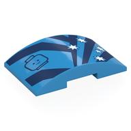 Visuel indicatif Rebrickable de Brique courbée 4 x 6 double, 2 x 4 découpe avec rayures bleu foncé, tête de minifigurine, motif imprimé étoiles blanches (Brick Curved 4 x 6 Double, 2 x 4 Cutout with Dark Blue Stripes, Minifig Head, White Stars Print)
