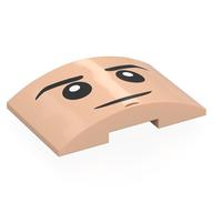 Visuel indicatif Rebrickable de Brique courbée 4 x 6 double, 2 x 4 découpe avec visage, sourcils noirs, motif imprimé froncé (Brick Curved 4 x 6 Double, 2 x 4 Cutout with Face, Black Eyebrows, Frown Print)