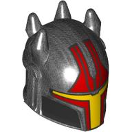 Casque Mandalorien, à cornes avec des trous, rouge et jaune Visière, rouge Marquages motif imprimé (Helmet Mandalorian, Horned with Holes, Red and Yellow Visor, Red Markings Print)