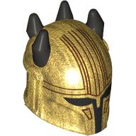Casque Mandalorian, à cornes avec trous, pointes noires et visière, motif imprimé lignes rouge foncé (Helmet Mandalorian, Horned with Holes, Black Spikes and Visor, Dark Red Lines Print)