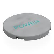 Visuel indicatif Rebrickable de Tuile ronde 4 x 4 avec motif imprimé turquoise foncé 'POWER' (Tile Round 4 x 4 with Dark Turquoise 'POWER' Print)