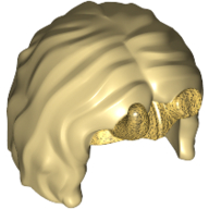 Cheveux et tiare, court avec partie centrale et tiare en or nacré, motif imprimé cornes (Hair and Tiara, Short with Center Part and Pearl Gold Tiara, Horns Print)