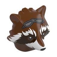 Tête de minifigurine spéciale, raton laveur, lunettes motif imprimé (roquette) (Minifig Head Special, Raccoon, Goggles Print (Rocket))