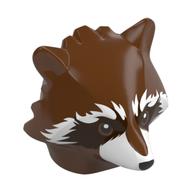 Tête de minifigurine spéciale, raton laveur, brun foncé et blanc motif imprimé fourrure (roquette) (Minifig Head Special, Raccoon, Dark Brown and White Fur Print (Rocket))